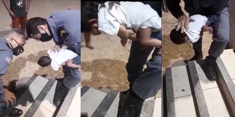 Policiais salvam bebê engasgado com leite materno
